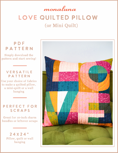 LOVE Patchwork Pillow by Monaluna