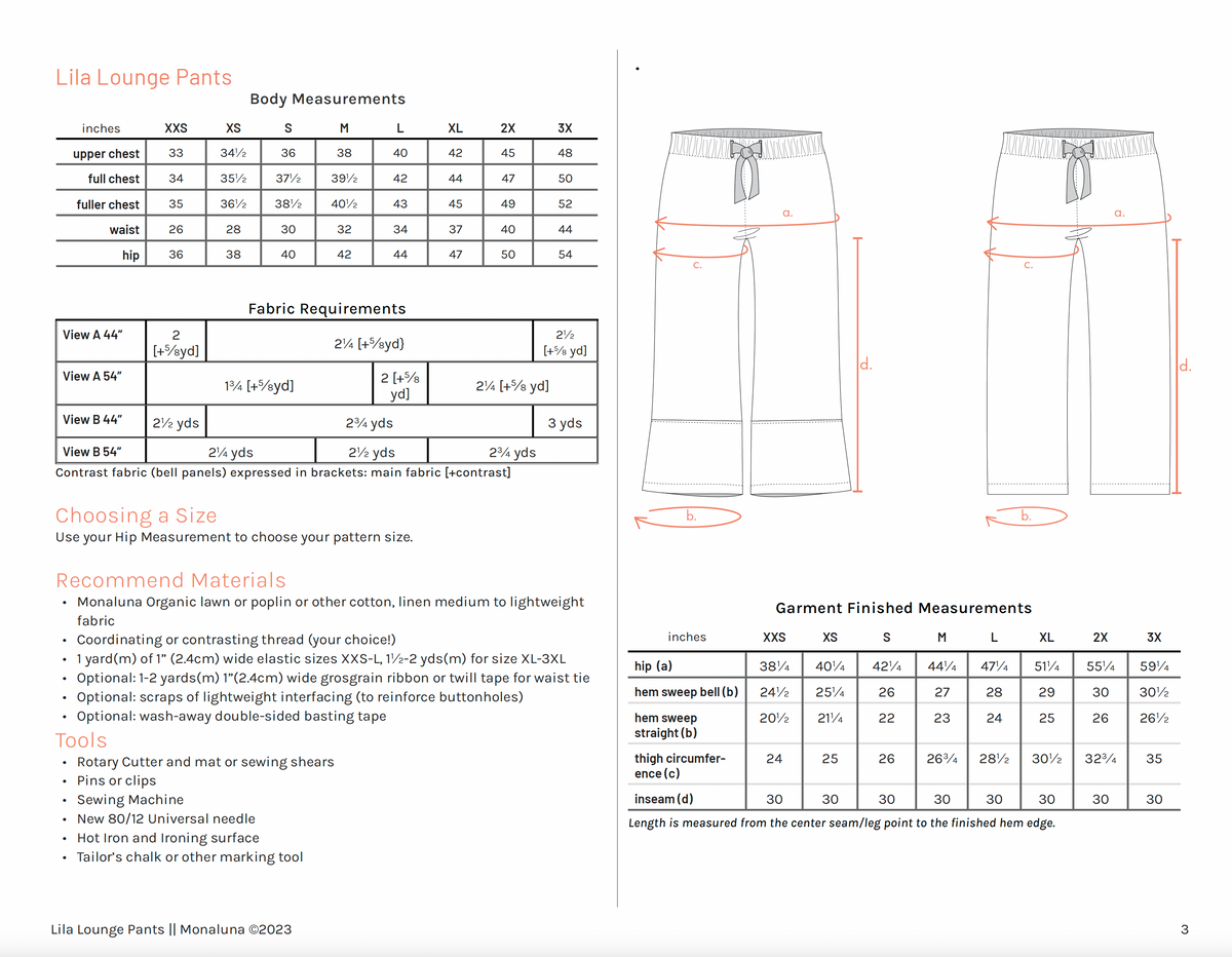 Lila Lounge Pants - PDF Pattern – Monaluna